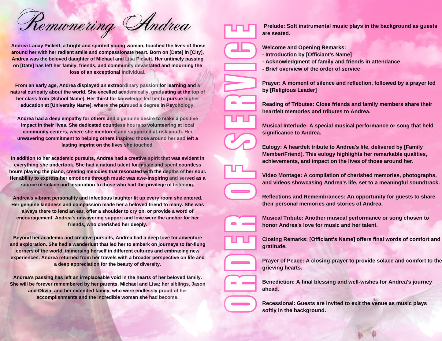 Obituary Template | Princes Danielle’s creative palace
