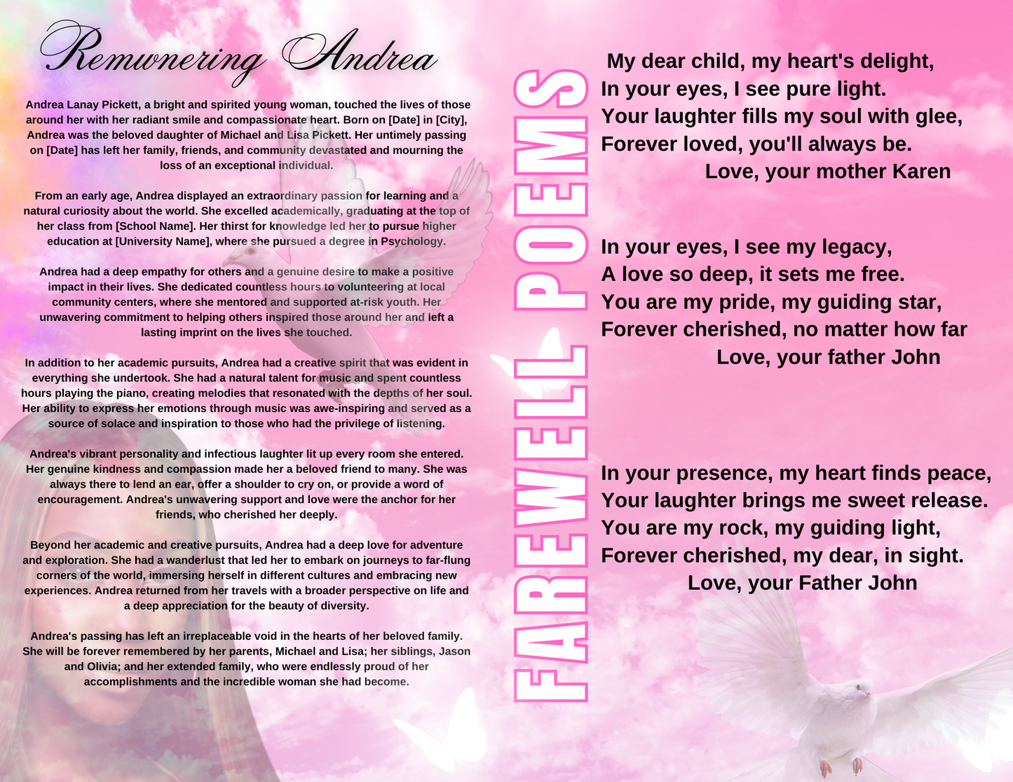 Obituary Template | Princes Danielle’s creative palace